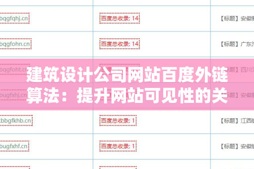 建筑设计公司网站百度外链算法：提升网站可见性的关键