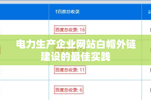 电力生产企业网站白帽外链建设的最佳实践