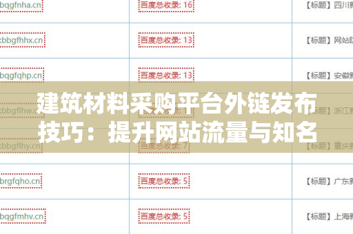 建筑材料采购平台外链发布技巧：提升网站流量与知名度的最佳实践
