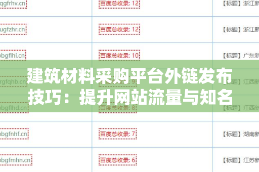 建筑材料采购平台外链发布技巧：提升网站流量与知名度的最佳实践