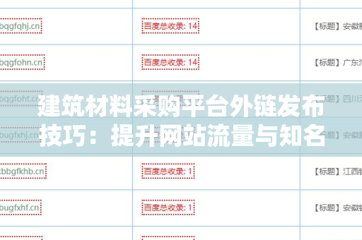 建筑材料采购平台外链发布技巧：提升网站流量与知名度的最佳实践