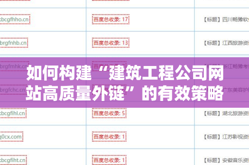 如何构建“建筑工程公司网站高质量外链”的有效策略