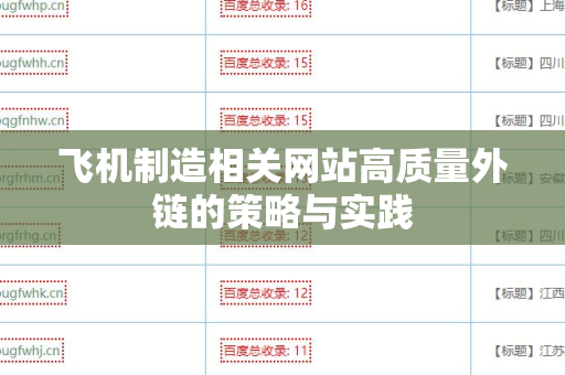 飞机制造相关网站高质量外链的策略与实践