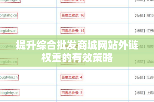 提升综合批发商城网站外链权重的有效策略