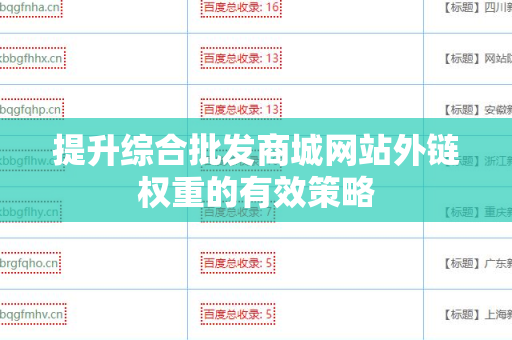 提升综合批发商城网站外链权重的有效策略
