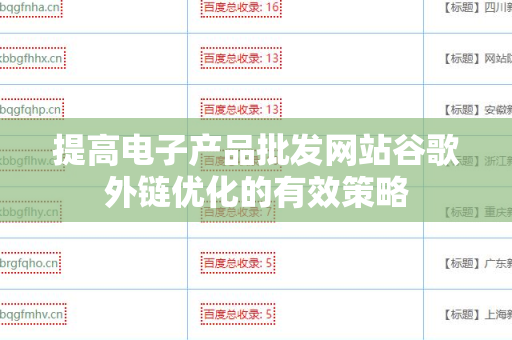 提高电子产品批发网站谷歌外链优化的有效策略