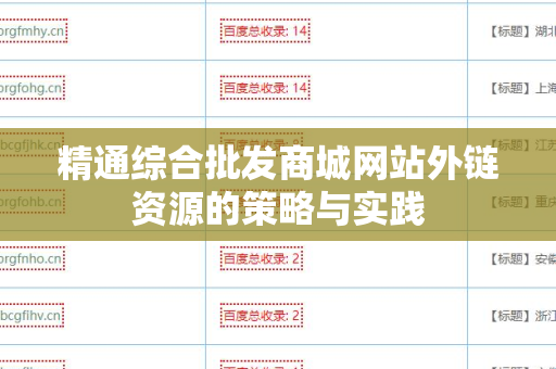 精通综合批发商城网站外链资源的策略与实践