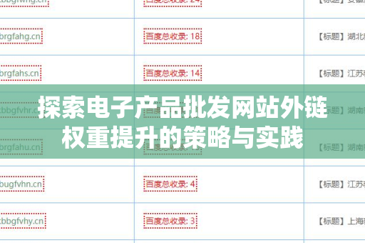 探索电子产品批发网站外链权重提升的策略与实践