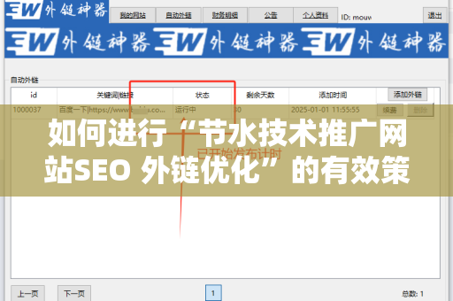 如何进行“节水技术推广网站SEO 外链优化”的有效策略