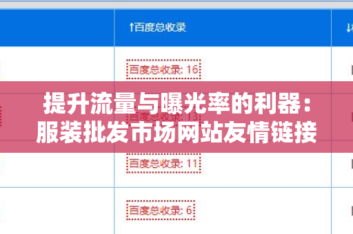 提升流量与曝光率的利器：服装批发市场网站友情链接交换平台