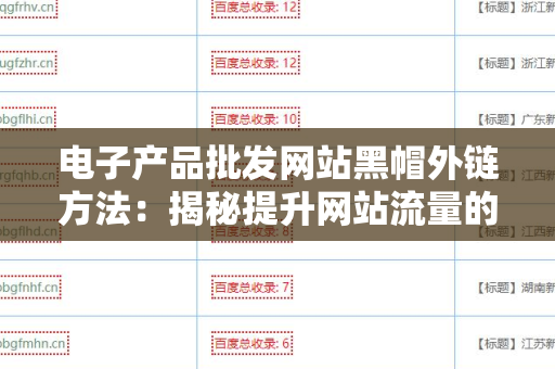 电子产品批发网站黑帽外链方法：揭秘提升网站流量的秘密