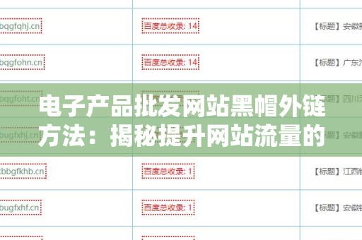 电子产品批发网站黑帽外链方法：揭秘提升网站流量的秘密