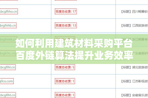 如何利用建筑材料采购平台百度外链算法提升业务效率