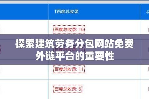 探索建筑劳务分包网站免费外链平台的重要性