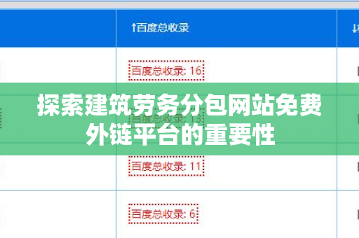 探索建筑劳务分包网站免费外链平台的重要性