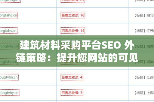 建筑材料采购平台SEO 外链策略：提升您网站的可见性与流量