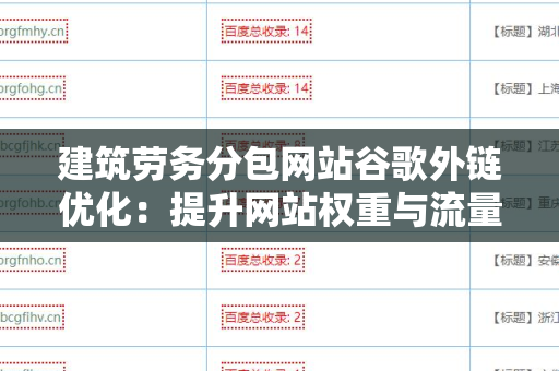 建筑劳务分包网站谷歌外链优化：提升网站权重与流量的策略