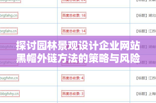 探讨园林景观设计企业网站黑帽外链方法的策略与风险