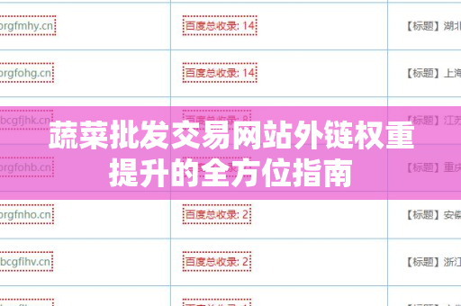 蔬菜批发交易网站外链权重提升的全方位指南