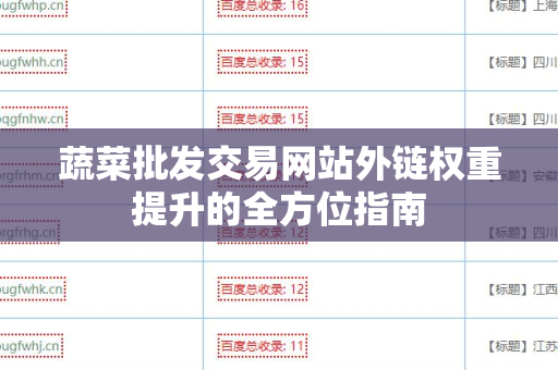 蔬菜批发交易网站外链权重提升的全方位指南