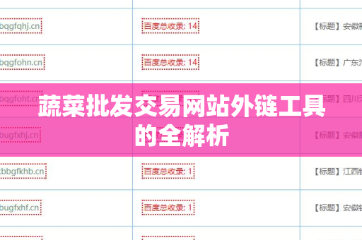 蔬菜批发交易网站外链工具的全解析