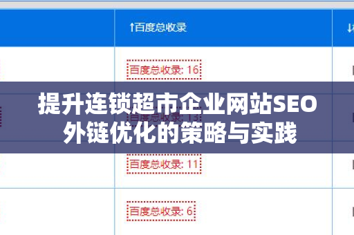 提升连锁超市企业网站SEO 外链优化的策略与实践