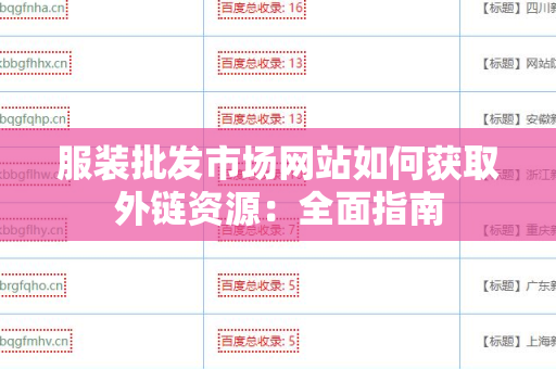 服装批发市场网站如何获取外链资源：全面指南
