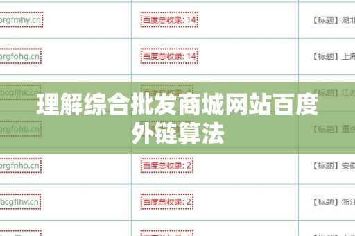 理解综合批发商城网站百度外链算法