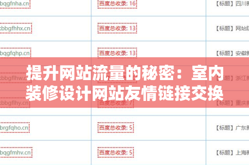 提升网站流量的秘密：室内装修设计网站友情链接交换平台