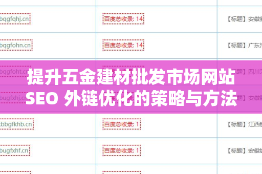 提升五金建材批发市场网站SEO 外链优化的策略与方法