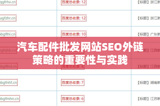 汽车配件批发网站SEO外链策略的重要性与实践