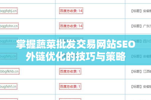 掌握蔬菜批发交易网站SEO外链优化的技巧与策略