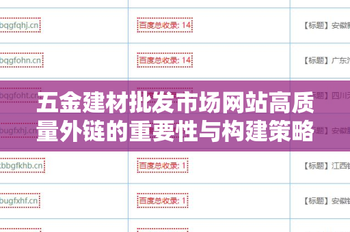 五金建材批发市场网站高质量外链的重要性与构建策略