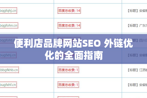 便利店品牌网站SEO 外链优化的全面指南