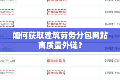 如何获取建筑劳务分包网站高质量外链？