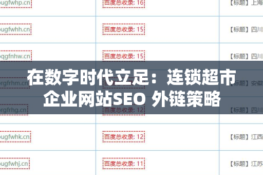 在数字时代立足：连锁超市企业网站SEO 外链策略