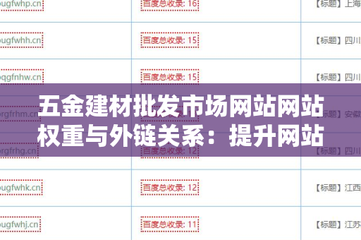 五金建材批发市场网站网站权重与外链关系：提升网站影响力的关键因素