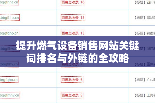 提升燃气设备销售网站关键词排名与外链的全攻略
