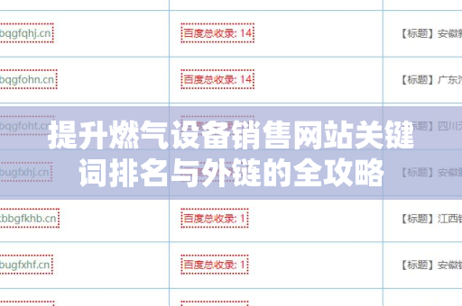 提升燃气设备销售网站关键词排名与外链的全攻略