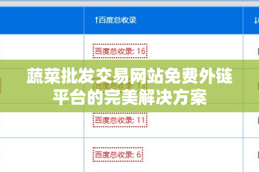 蔬菜批发交易网站免费外链平台的完美解决方案