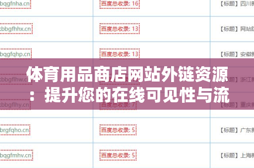体育用品商店网站外链资源：提升您的在线可见性与流量