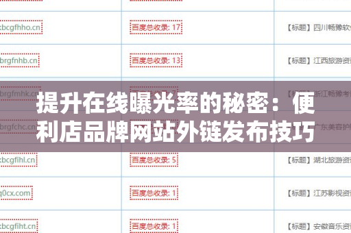 提升在线曝光率的秘密：便利店品牌网站外链发布技巧