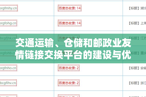 交通运输、仓储和邮政业友情链接交换平台的建设与优化