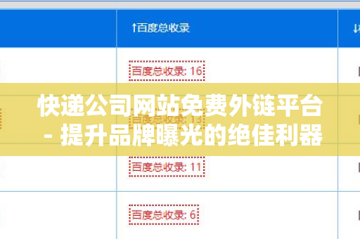 快递公司网站免费外链平台 - 提升品牌曝光的绝佳利器