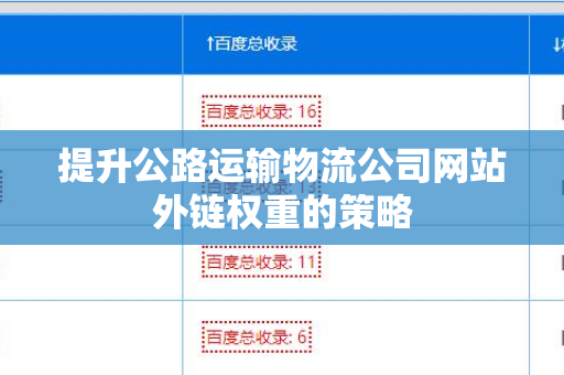 提升公路运输物流公司网站外链权重的策略