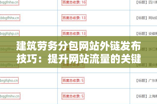 建筑劳务分包网站外链发布技巧：提升网站流量的关键策略