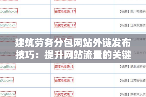 建筑劳务分包网站外链发布技巧：提升网站流量的关键策略