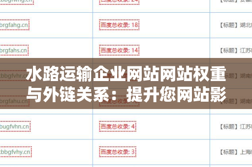 水路运输企业网站网站权重与外链关系：提升您网站影响力的关键