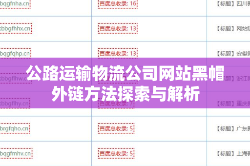 公路运输物流公司网站黑帽外链方法探索与解析