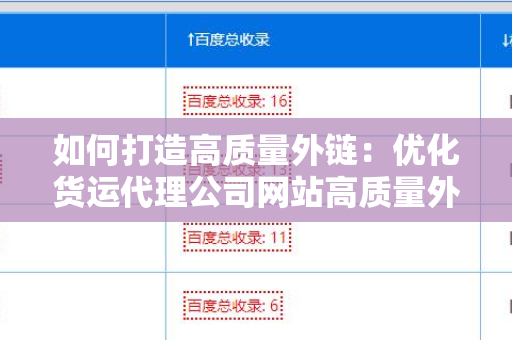 如何打造高质量外链：优化货运代理公司网站高质量外链的策略